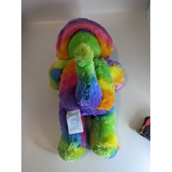 Triceratops Dinosaur Rainbow 16" Build a Bear Workshop BAB Plush Tie Dye Dino - Picture 2 of 8
